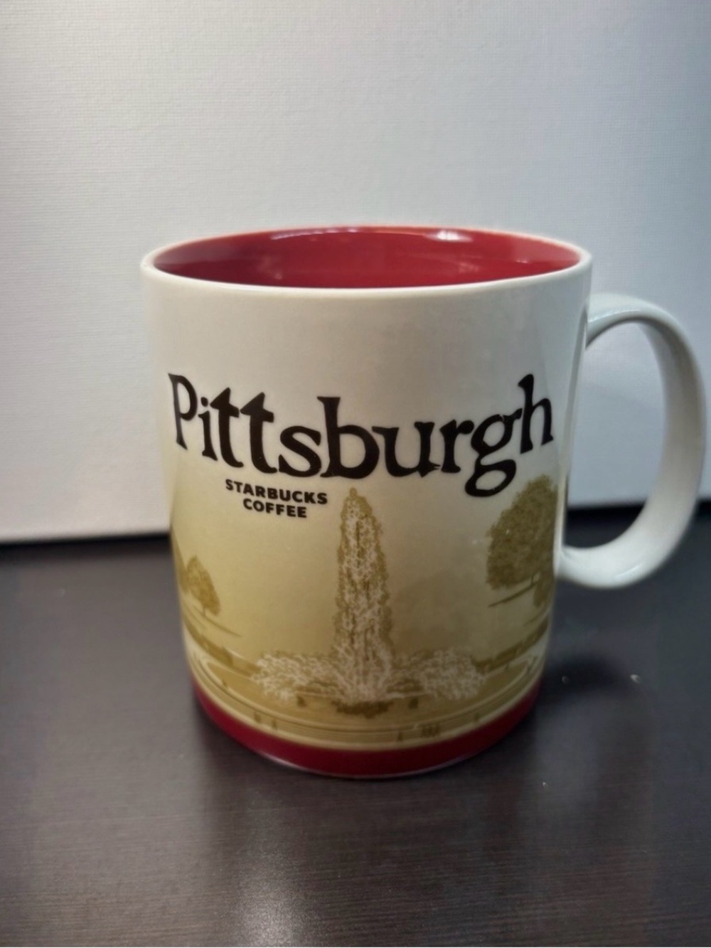 Starbucks Pittsburgh Mug - Cream Exterior with Red Interior